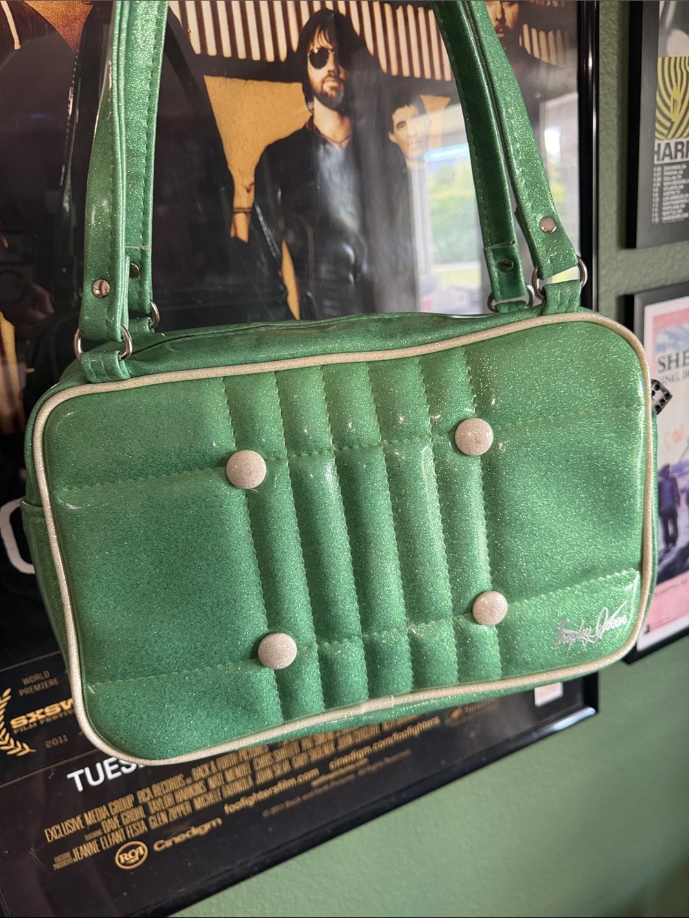 Trophy Queen Sparkling Green Shoulder Bag